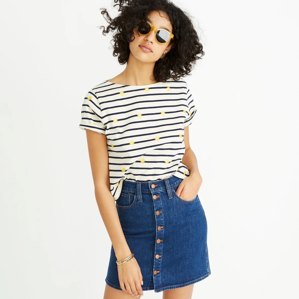 Madewell Jean Straight Button Front Denim Skirt